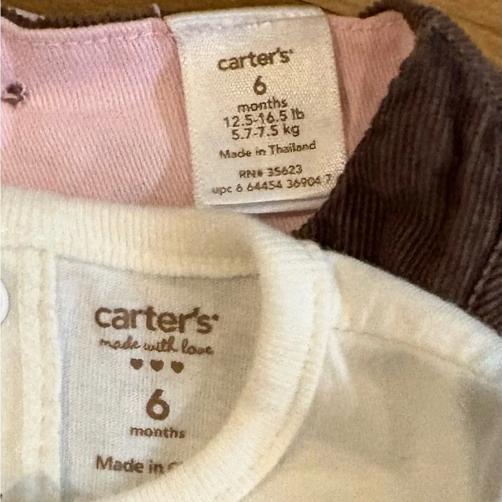 Vintage Carter’s Brown and Pink Corduroy Romper, Matching Undershirt, Size 6 mo